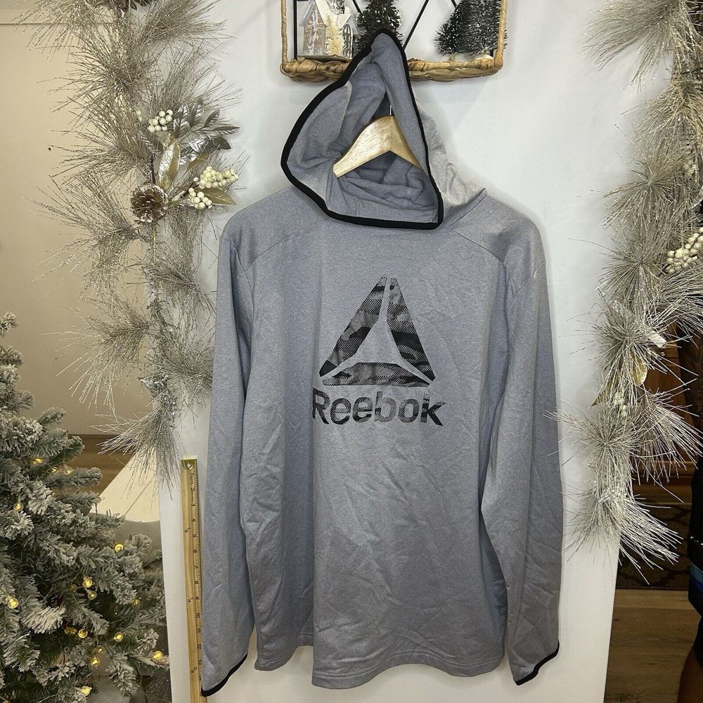 AUTHENTIC REEBOK MEN'S JACKET GREY HEATHER SOLID SIZE‎ L  PULL OVER